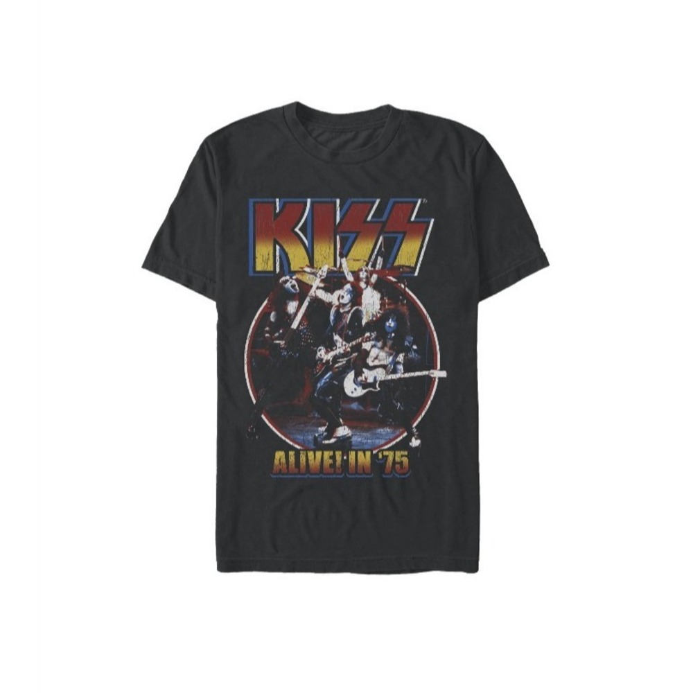 KISS Alive‎ In 75 NWT Men's Size Small S (34-36) Graphic Crew Neck T-Shirt Tee